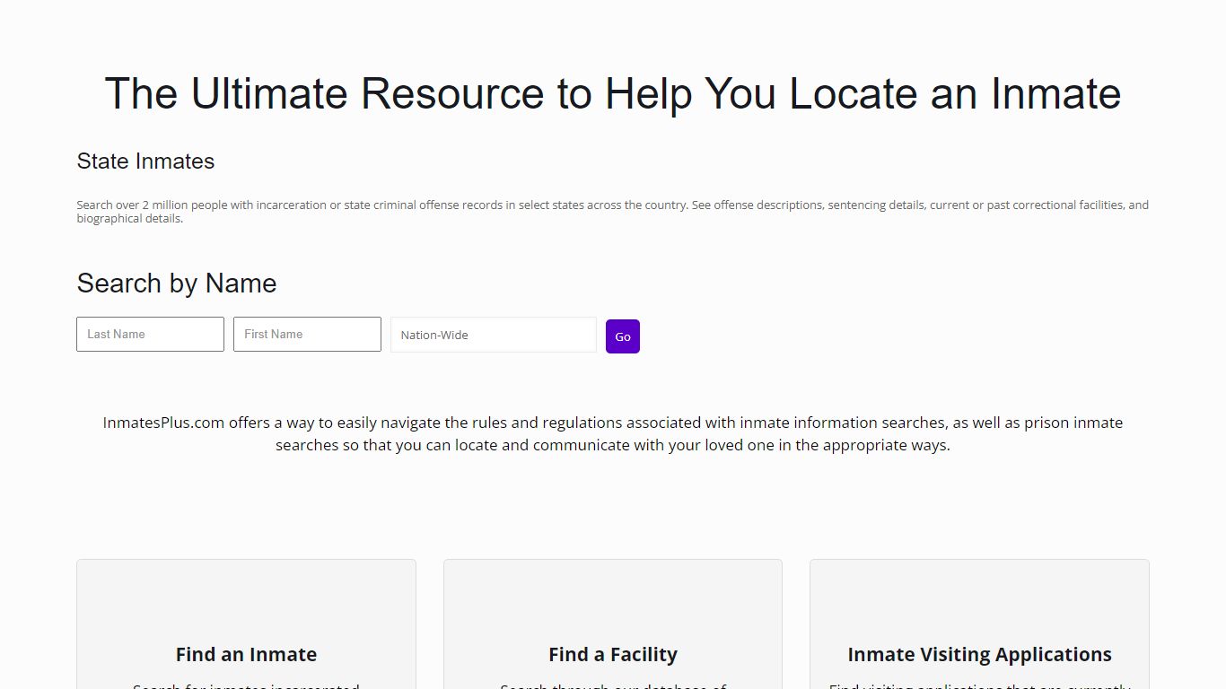 Locate An Inmate - Inmate Lookup By State | InmatesPlus.com